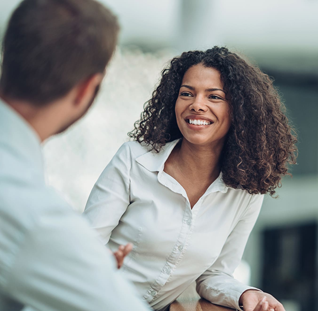 Two colleagues talking
